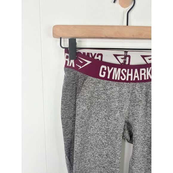 Gymshark Flex Cropped Leggings Womens Small Gray Burgundy Red Capri Activewear - Picture 4 of 8